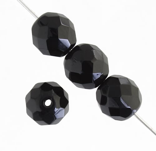 Fire-Polished Round Beads 10mm - Black/Grey Shades