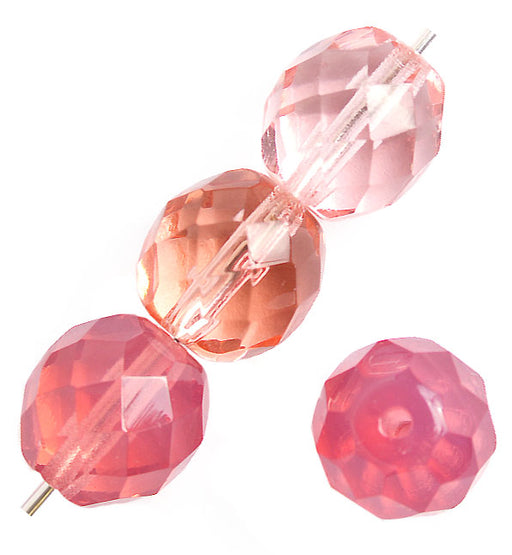 Fire-Polished Round Beads 10mm - Pink Shades