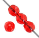 Czech Fire-Polished Round 4mm - Transparent Red Strands