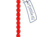 Czech Fire-Polished Round 4mm - Transparent Red Strands