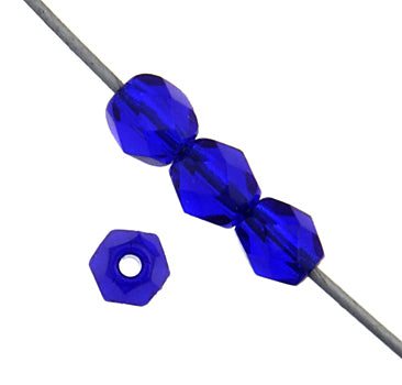 Czech Fire-Polished Round 4mm - Transparent Blue Strands