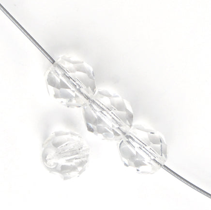 Czech Fire-Polished Round Bead 8mm Strands - Crystal/White Shades