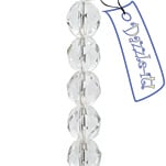Czech Fire-Polished Round Bead 8mm Strands - Crystal/White Shades