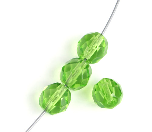 Fire-Polished 8mm Round Beads - Transparent Green Shades
