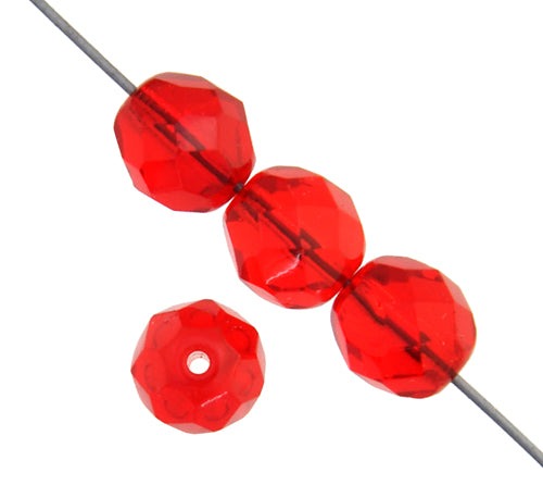 Czech Fire-Polished Round Bead 8mm Strands - Red/Orange Shades