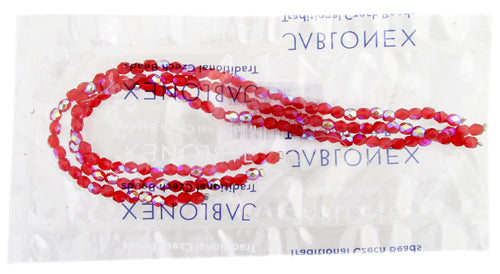 Fire-Polished Round 4mm - Transparent Red Shades Strung