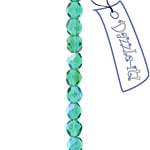 Czech Fire-Polished Round 4mm - Transparent Green Strands