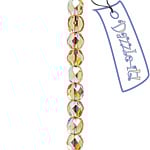 Czech Fire-Polished Round 4mm - Transparent Yellow/Brown Strands