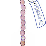 Czech Fire-Polished Round 4mm - Transparent Purple Strands