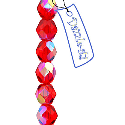 Fire-Polished 6mm Round Bead Strands - Transparent Shades