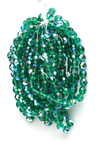 Fire-Polished 8mm Round Beads - Transparent Green Shades
