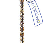 Czech Fire-Polished Round 4mm - Transparent Yellow/Brown Strands