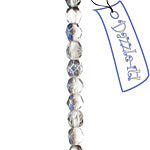 Czech Fire-Polished Round 4mm - Transparent Crystal/Grey Strands