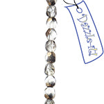 Czech Fire-Polished Round 4mm - Transparent Crystal/Grey Strands