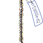 Czech Fire-Polished Round 4mm - Transparent Yellow/Brown Strands