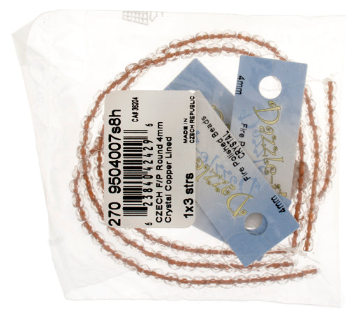 Czech Fire-Polished Road 4mm - Color Lined Strands