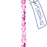 Czech Fire-Polished Round 4mm - Transparent Pink Strands
