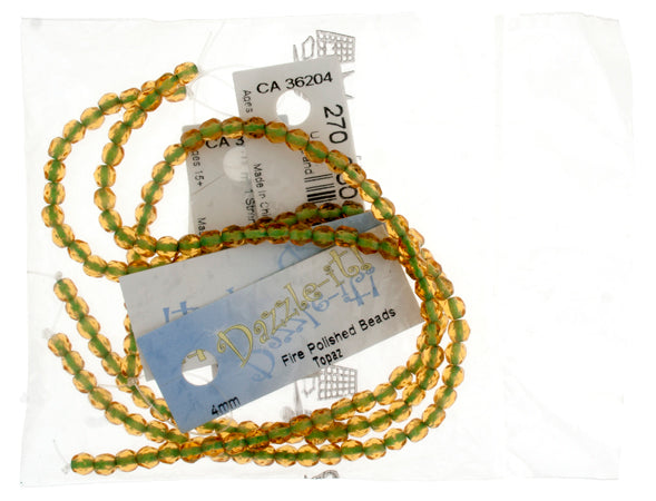 Czech Fire-Polished Road 4mm - Color Lined Strands