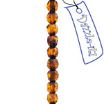Czech Fire-Polished Round 4mm - Transparent Yellow/Brown Strands