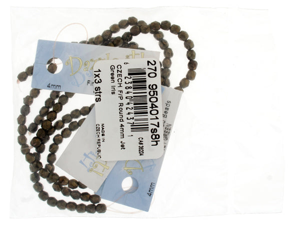 Czech Fire-Polished Round 4mm - Opaque Strands