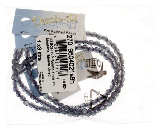 Czech Fire-Polished Road 4mm - Color Lined Strands