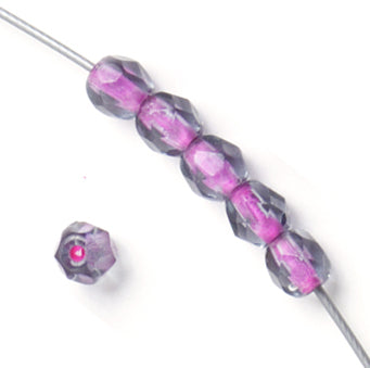 Czech Fire-Polished Road 4mm - Color Lined Strands