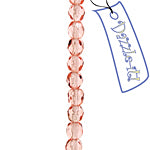 Czech Fire-Polished Round 4mm - Transparent Pink Strands