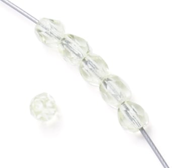 Czech Fire-Polished Round 4mm - Transparent Yellow/Brown Strands