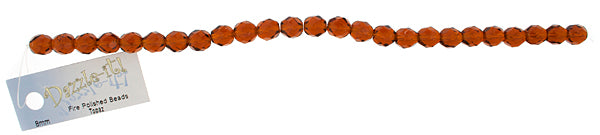 Czech Fire-Polished Round Bead 8mm Strands - Brown Shades