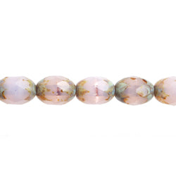 Fire-Polished Oval 8x6mm Transparent Rosaline Opal/ Marble Ends