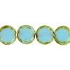 Fire-Polished 10mm Flat Cut Round Turquoise Marble Edge