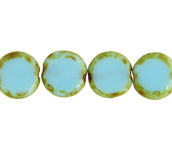 Fire-Polished 10mm Flat Cut Round Turquoise Marble Edge