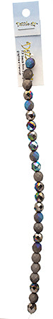 Czech Fire-Polished Round Bead 8mm Strands - Black/Metallic Shades