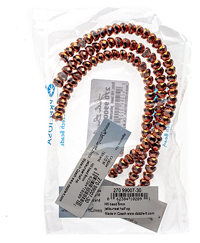 Czech Fire Polish Hill Bead 8mm