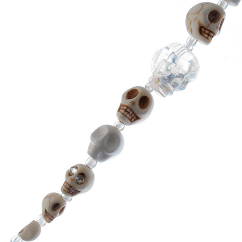 Assorted Skulls Bead Strand 6.5in