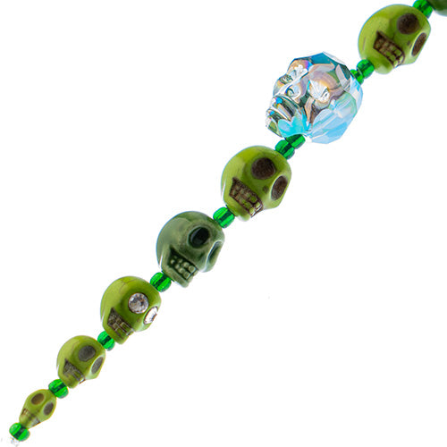 Assorted Skulls Bead Strand 6.5in