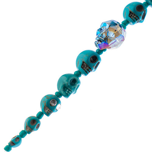 Assorted Skulls Bead Strand 6.5in