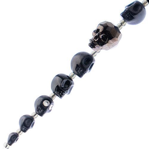 Assorted Skulls Bead Strand 6.5in
