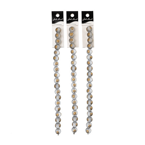 Glass Beads 7in Strand 10mm Round Matt Transparent 