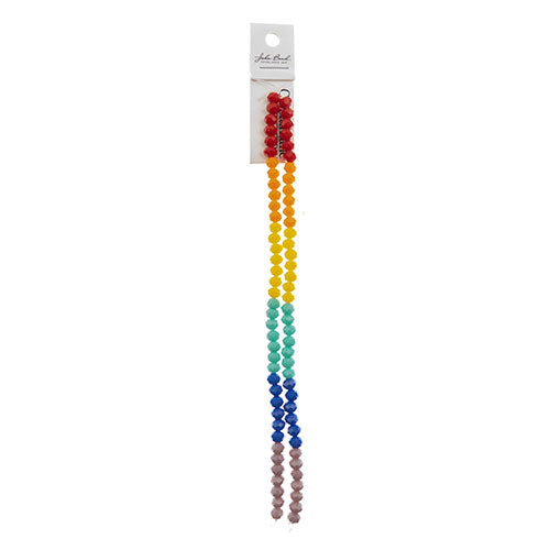 Crystal Lane DIY Designer 7in Double Bead Strand Glass Faceted Rondelle - Opaque Rainbow