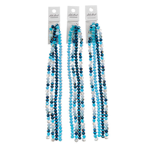Crystal Lane DIY Designer 7in Four Bead Strands Glass Blue Mix Rondelle