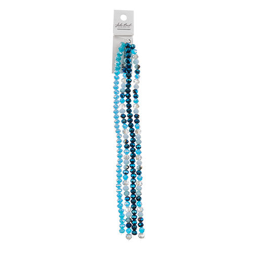 Crystal Lane DIY Designer 7in Four Bead Strands Glass Blue Mix Rondelle