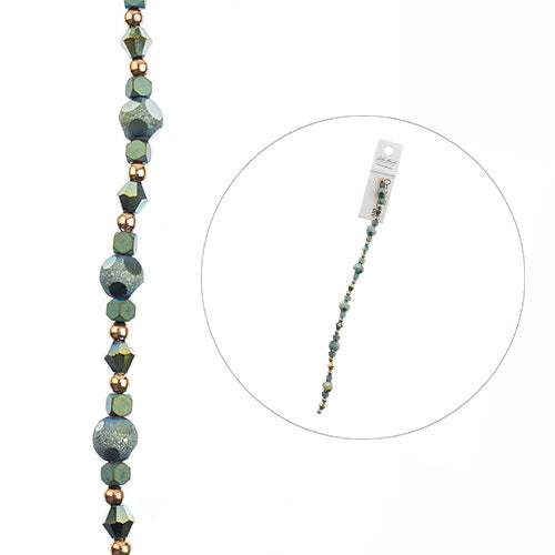 Crystal Lane DIY Designer 7in Bead Strand Glass, Metal and Hematite Blue Assorted