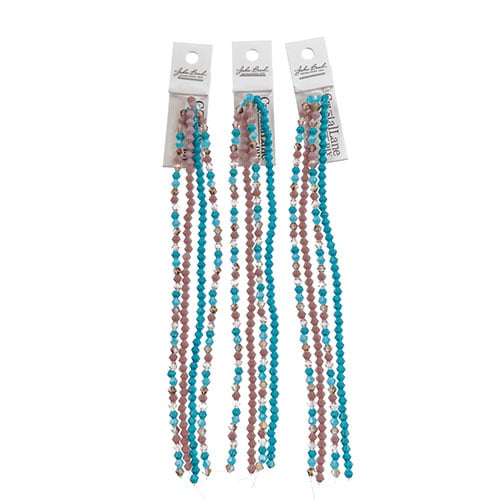 Crystal Lane DIY Designer 7in Four Bead Strands Glass Bicone Purple and Blue Mix