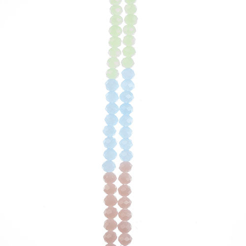 Crystal Lane DIY Designer 7in Double Bead Strand Glass Faceted Rondelle - Pastel Mix