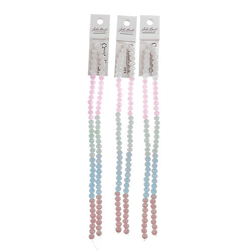Crystal Lane DIY Designer 7in Double Bead Strand Glass Faceted Rondelle - Pastel Mix