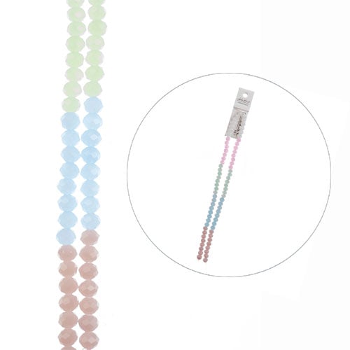 Crystal Lane DIY Designer 7in Double Bead Strand Glass Faceted Rondelle - Pastel Mix