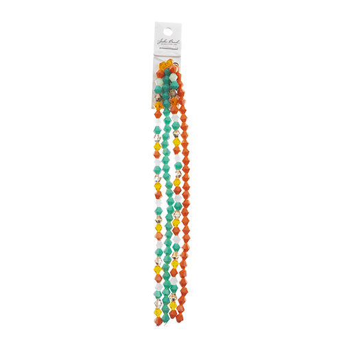 Crystal Lane DIY Designer 7in Four Bead Strands Glass Bicone Teal and Orange Mix