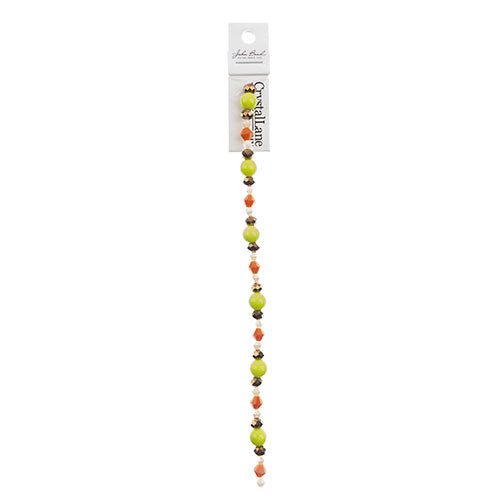 Crystal Lane DIY Designer 7in Bead Strand Glass Green and Orange Assorted