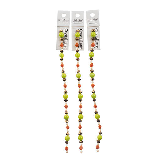 Crystal Lane DIY Designer 7in Bead Strand Glass Green and Orange Assorted